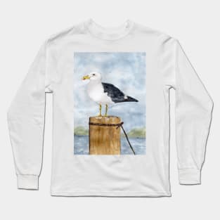 Seagull at the harbor Long Sleeve T-Shirt